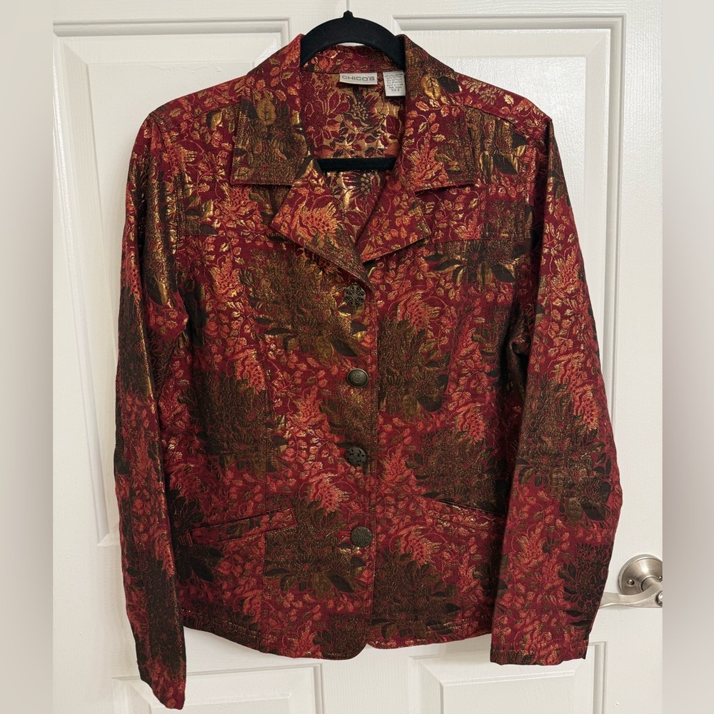 Vintage Chico’s Women’s Jacquard Jacket - Size 2 (US 12)